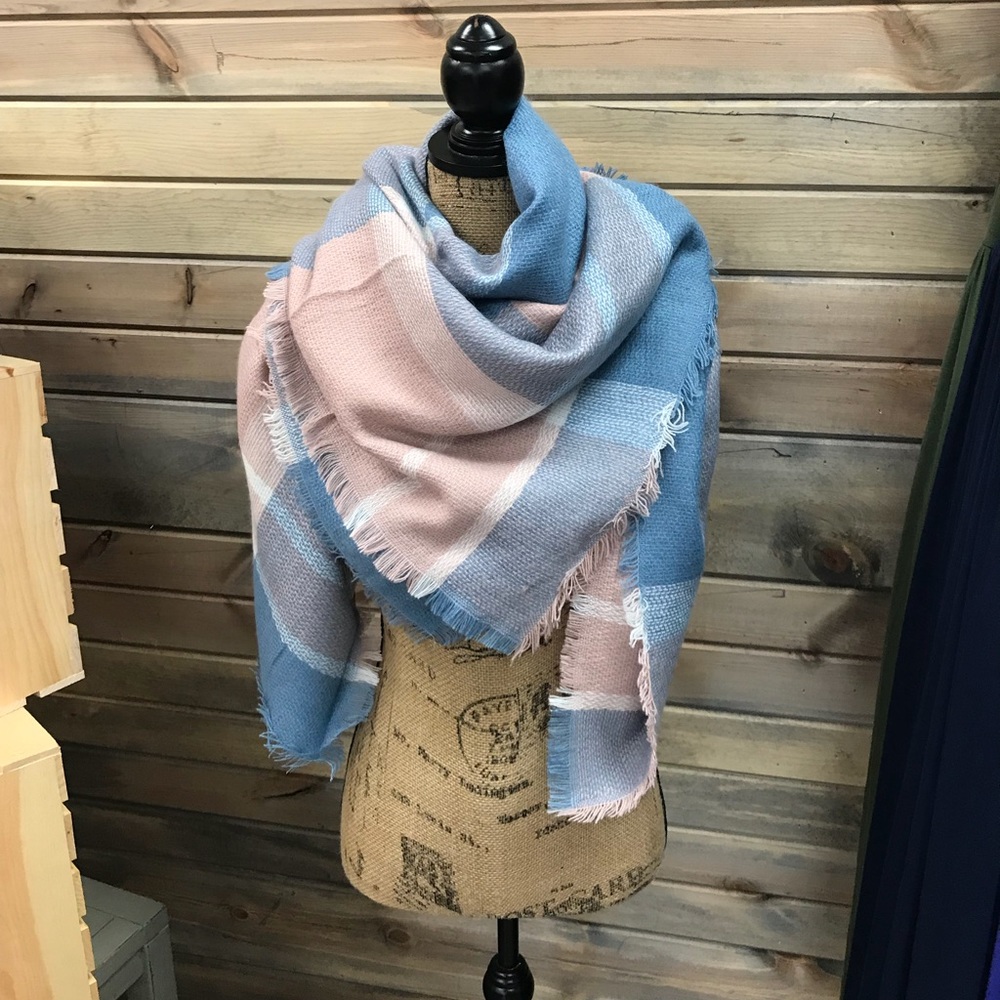 Light Blue and Pink “Cotton Candy” Blanket Scarf